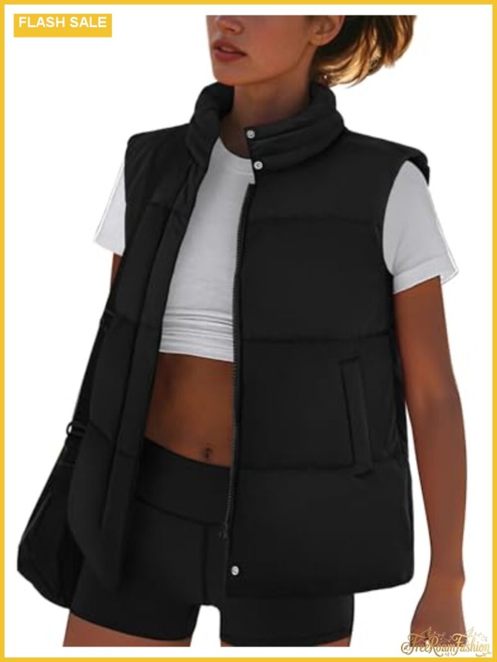 Lightweight Quilted Puffer Vest Zip Up Sleeveless Gilet with Pockets